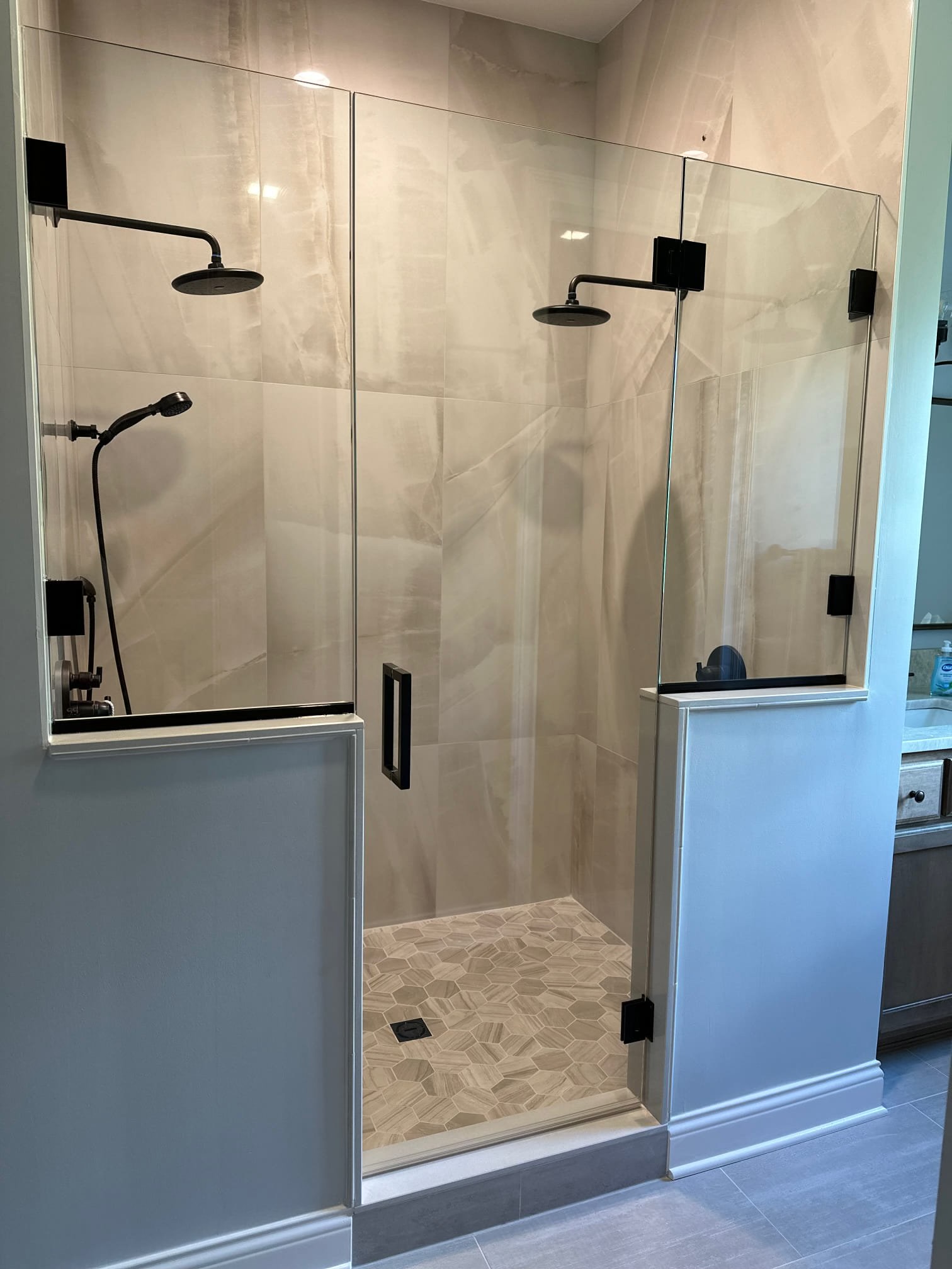 Panel door shower